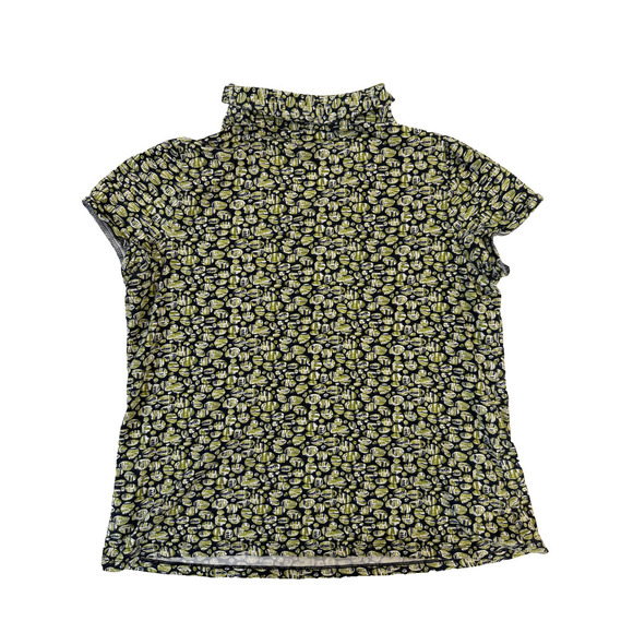 APT 9 Shirt Womens 1X Green Navy Short Sleeve Collared Button Up Patterned Top - Picture 4 of 4